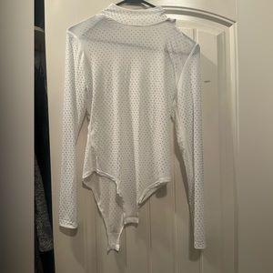 NanaMacs white rhinestone embellished bodysuit